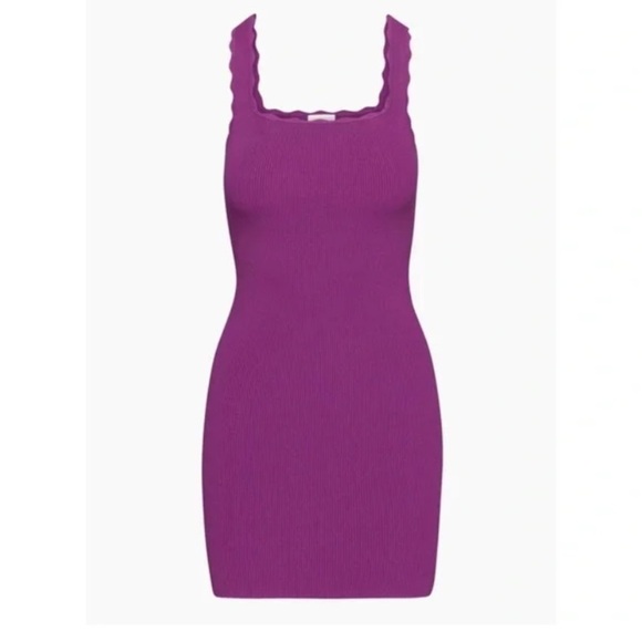 NWT Wilfred Angelique Dress Knit square-neck mini dress Purple Large - Picture 16 of 16